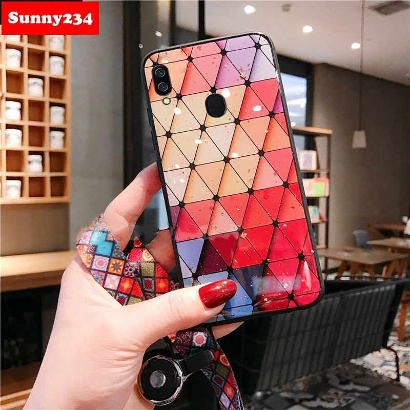 Shiny Gold Foil Phone Soft Case With Strap Case Samsung M11 A21S M21 M31 A31 A01 A11 A51 A71 A50S A50 A30 A20 A10 A10S A30S A40S A60 A70 A9 A6 Plus A7 2018 M10 M20 M30 M30S Kasus