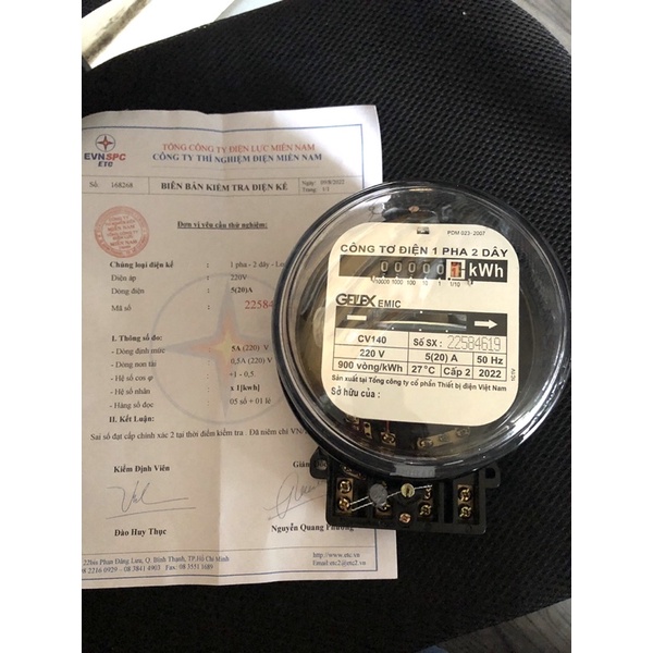 Công tơ điện EMIC 1 pha 2 dây (có giấy kiểm định chính qui)