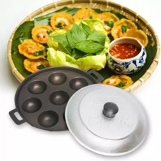 Khuôn Bánh Khọt 12 lỗ chống dính kèm nắp, Khuôn làm bánh bèo, khuôn làm bánh căn