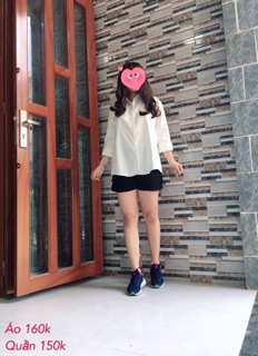 Áo Sơ mi oversize thêu cute trắng