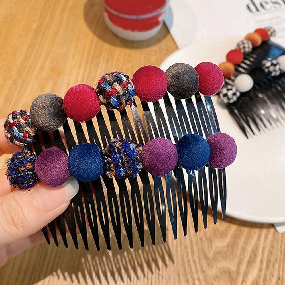 MXGOODS Kẹp Tóc Đuôi Ngựa Họa Tiết Hình Học Đính Bóng Lông Phong Cách Vintage Cho Nữ