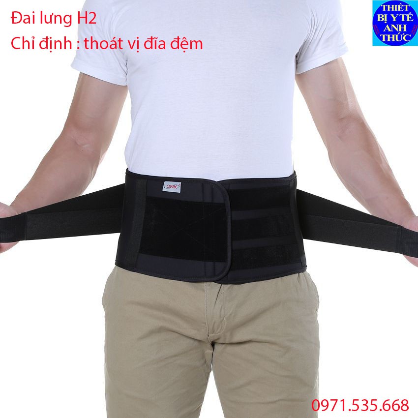 Đai thoát vị-cột sống, thắt lưng Orbe H2 -Việt Nam (8 nẹp, cao 21cm)