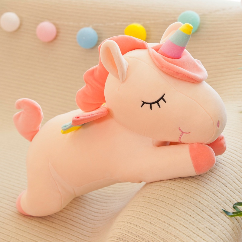 Gấu bông ôm ngủ ngựa pony kì lân 1 sừng unicorn thú nhồi bông dễ thương