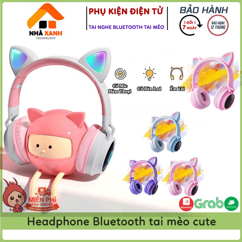 ♥️FREESHIP♥️ Tai Nghe Headphone Tai Mèo Bluetooth  Cute, Có Míc Đàm Thoại , Âm Thanh Cực Hay, Bảo Hành 12 Tháng