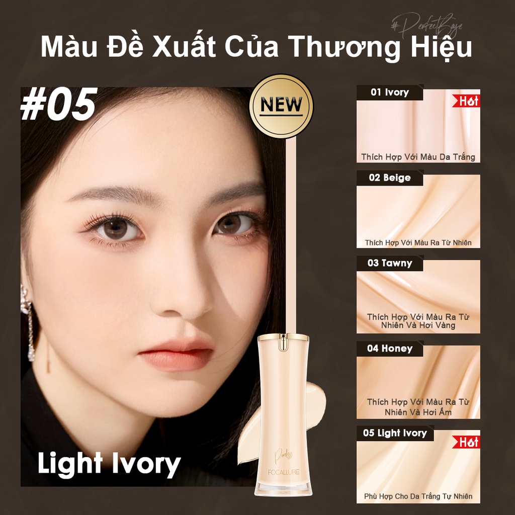 Kem nền FOCALLURE 01 dạng lỏng kiểm soát dầu che lỗ chân lông tự nhiên 30g tùy chọn màu sắc