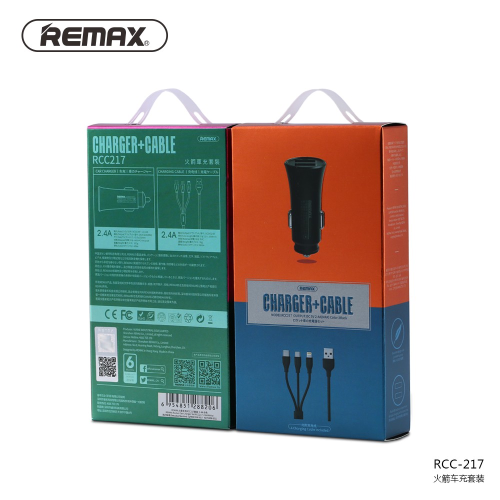 [ BỘ SẠC NHANH  ] Sạc Xe Hơi Remax RCC217 2 Cổng USB Max 2.4A Cao Cấp