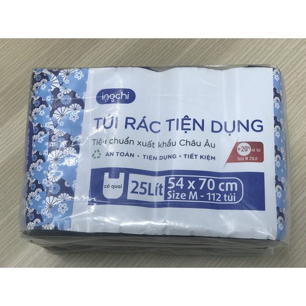 [ HĐ 300K giảm 70K ship] Túi rác đen 2 quai tiện dụng (4 cuộn 1kg) INOCHI -Tự hủy thân thiện môi trường Size 10L-25L-50L