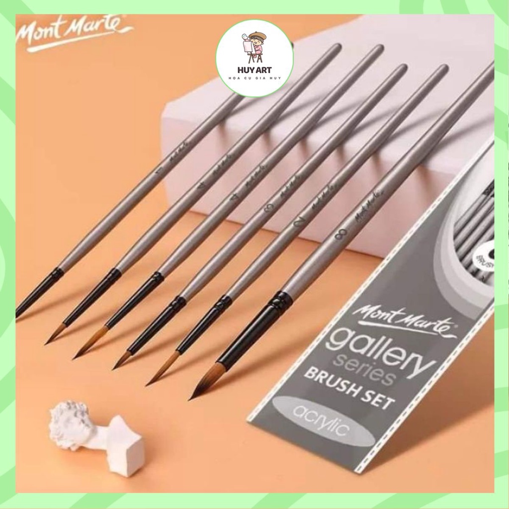 Set Bộ cọ vẽ Acrylic Mont Marte Gallery Series Brush - cọ thân xám