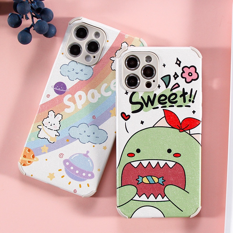Ốp Điện Thoại Da Nhân Tạo Hoạt Hình Cho Iphone 11 Pro Max X Xr Xs Max 7 8 Plus Se 2020 12 Pro Max 12