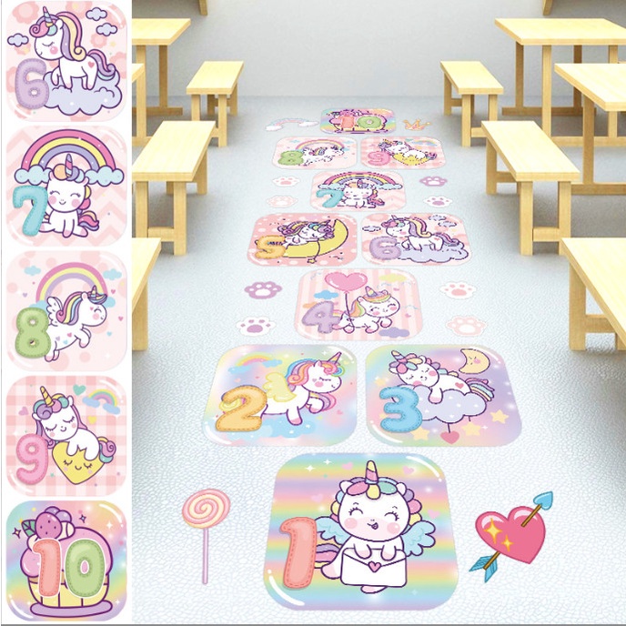 Decal trang trí tường - Ô lò cò kỳ lân hồng