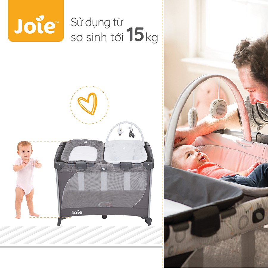 Giường cũi cao cấp - Joie Commuter Changer &amp; Snooze Linen Gray ( Hàng chính hãng )