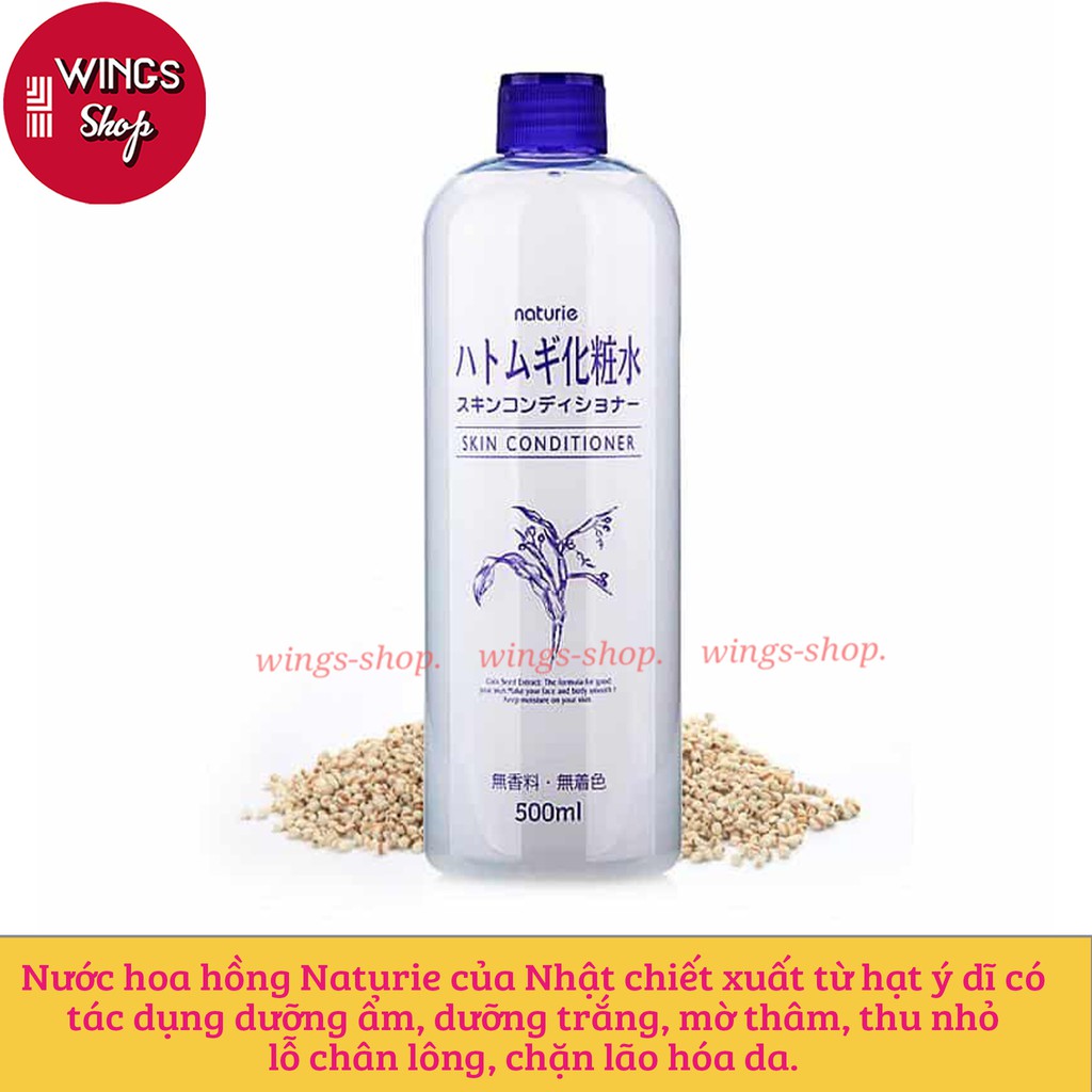 Nước Hoa Hồng Ý Dĩ Dưỡng Ẩm, Sáng Da Naturie Hatomugi Nhật 500ml