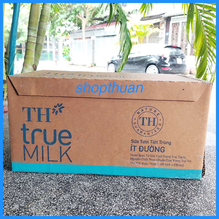 [HSD 7/8/22] Thùng 48 bịch sữa tươi tiệt trùng ít đường TH true MILK 220ml