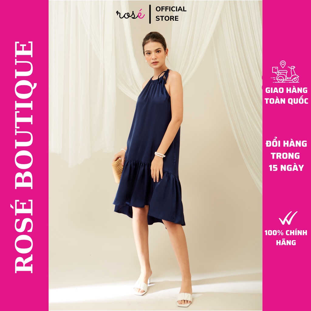 Đầm cổ yếm đầm lụa dáng dài cao cấp quyến rũ ROSÉ BOUTIQUE N011