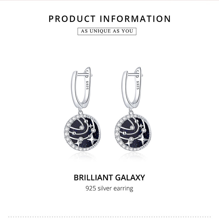 Khuyên tai Bamoer BSE423 bạc 925 hình ngôi sao đính đá CZ thời trang xinh xắn cho nữ