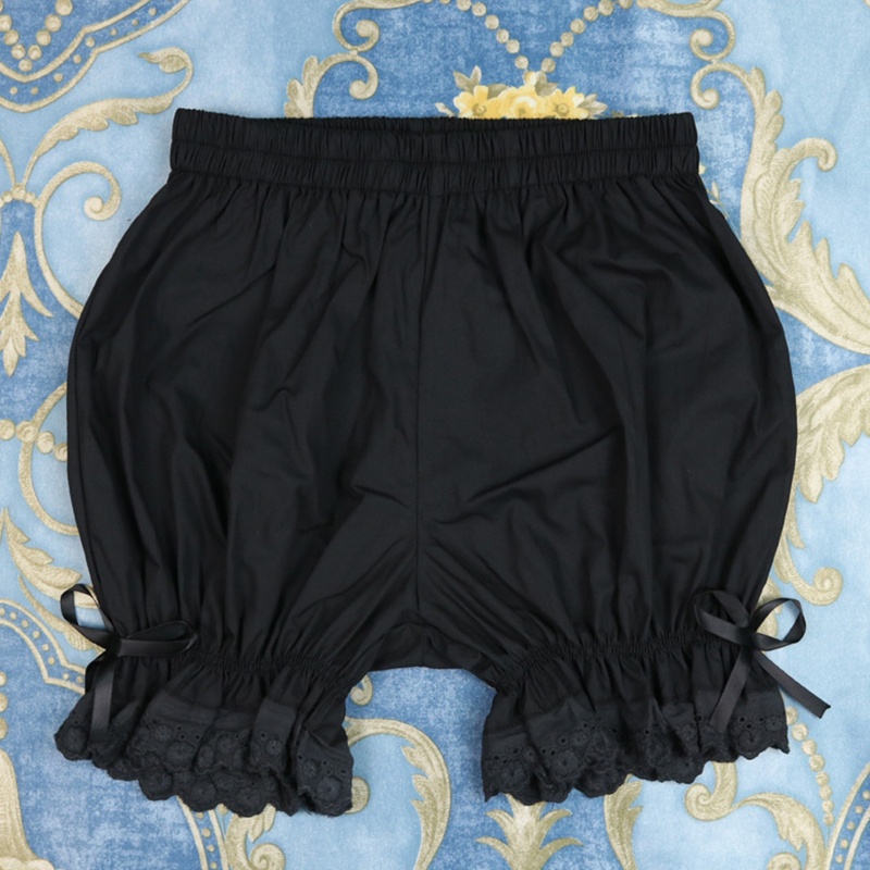 Brroa Quần Ngủ Cotton Phối Ren Hoa Diềm Xếp Nếp Thắt Nơ Phong Cách Gothic Mặc Mùa Hè Cho Nữ