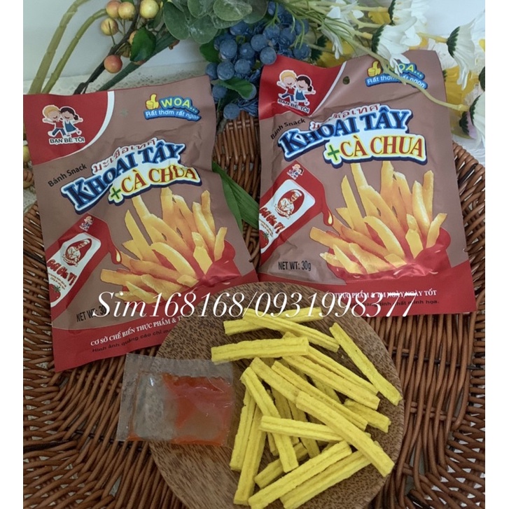 Snack khoai Tây cà chua tương ớt kèm nước chấm
