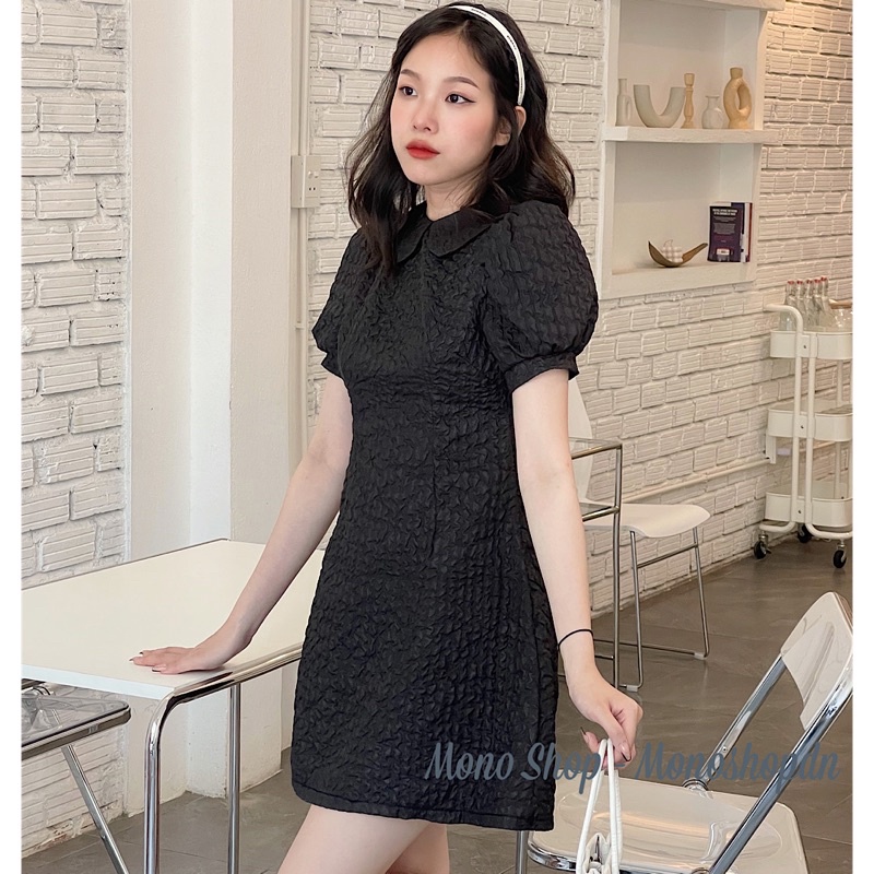 Đầm gấm xốp cổ sen tay bồng bo viền Ảnh thật/ sẵn | BigBuy360 - bigbuy360.vn