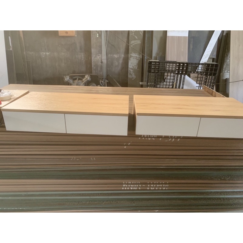 Bàn trang điểm treo tường Gỗ MDF phủ Melamine 2 mặt, 2 ngăn Hoàng Huy Decor