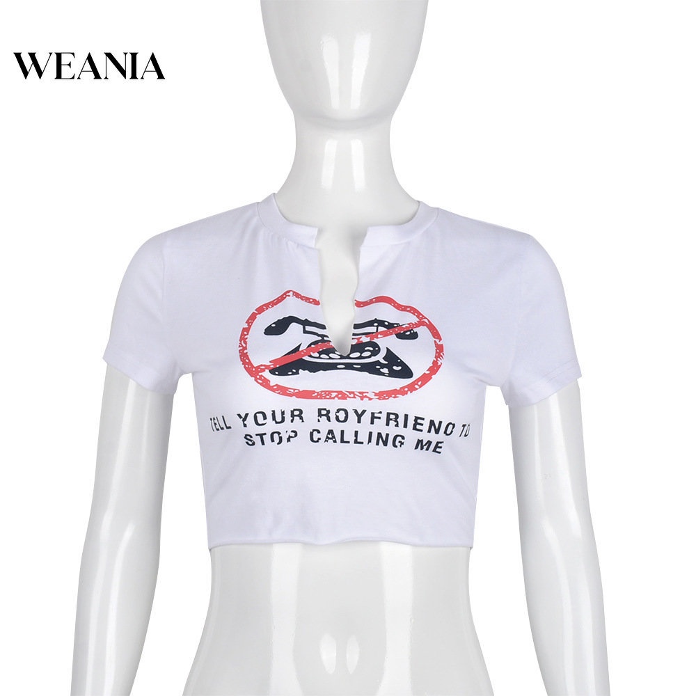 Áo Thun Crop Top In Họa Tiết Thời Trang Dành Cho Nữ