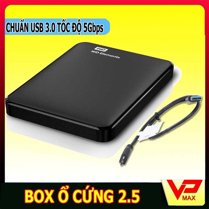 Ổ cứng di động HDD Box WD ELEMENTS 500GB/1000GB 2.5” USB 3.0. Hộp đựng ổ cứng 3.0 WD đọc tốc độ cao.