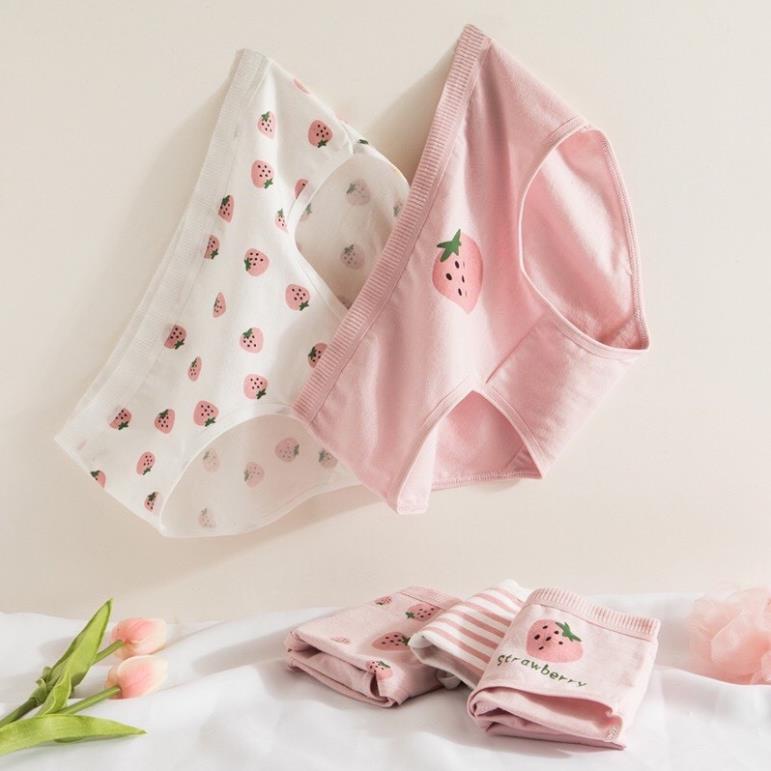 [Giá sỉ] Quần Lót Cotton Hoạ Tiết Quả Dâu Cực Xinh