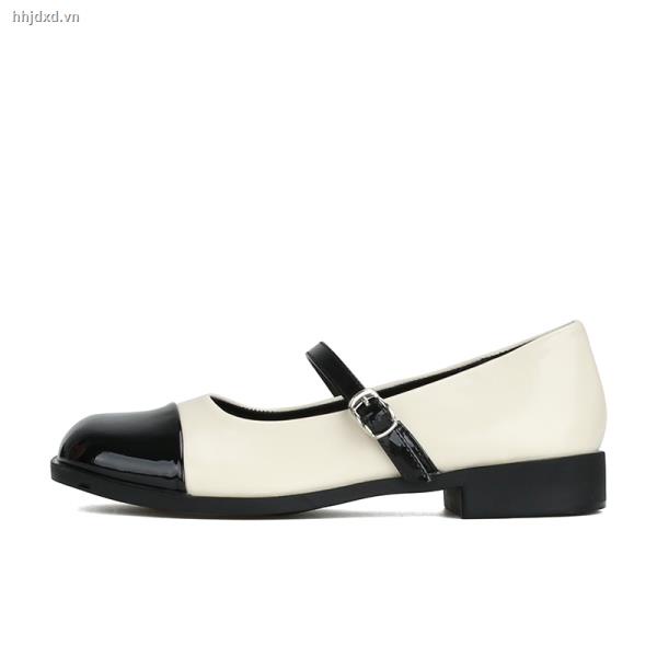 Giày búp bê Mary Jane mũi vuông phối màu phong cách retro xinh xắn thời trang xuân thu 2021 cho bạn gái