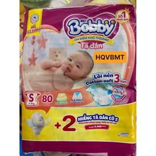 [Tặng kèm 2m S80+2] Tã Dán Bobby Sơ Sinh Siêu Thấm S80 miếng cho bé 4-8kg
