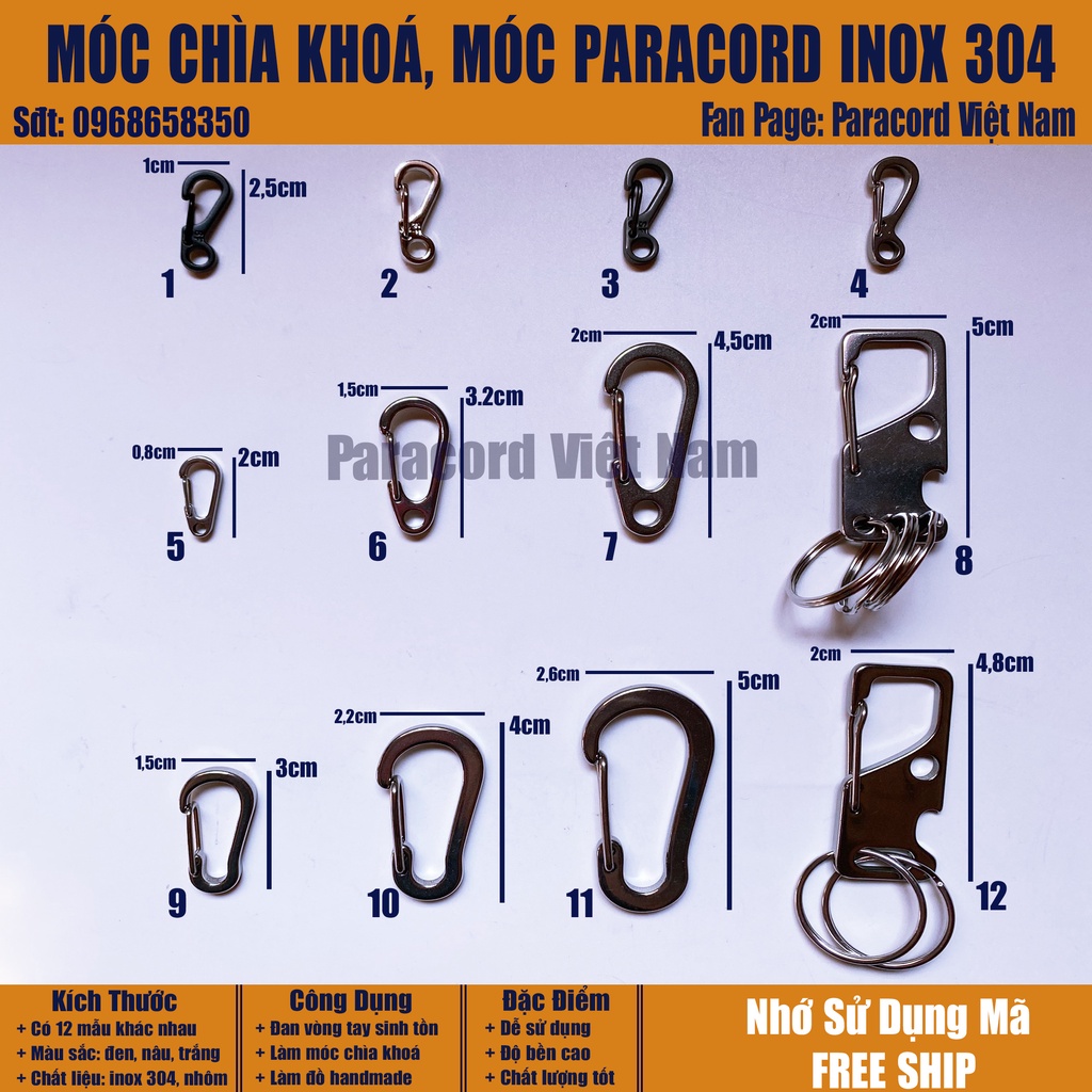 Móc paracord đan vòng tay sinh tồn