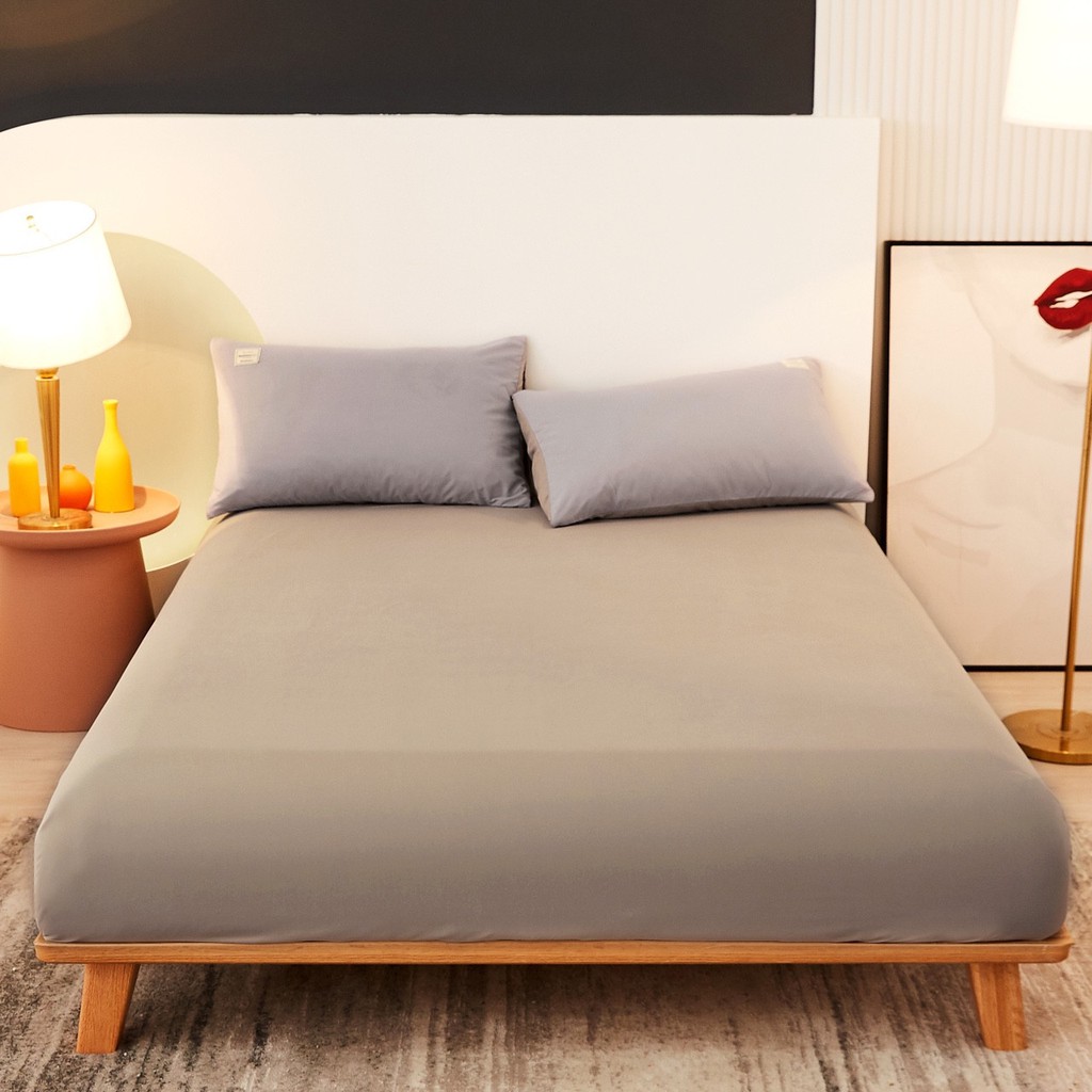 Set 4 món chăn ga gối màu tím khoai môn Cotton Tici cao cấp - Ảnh thật - Hàng xuất khẩu