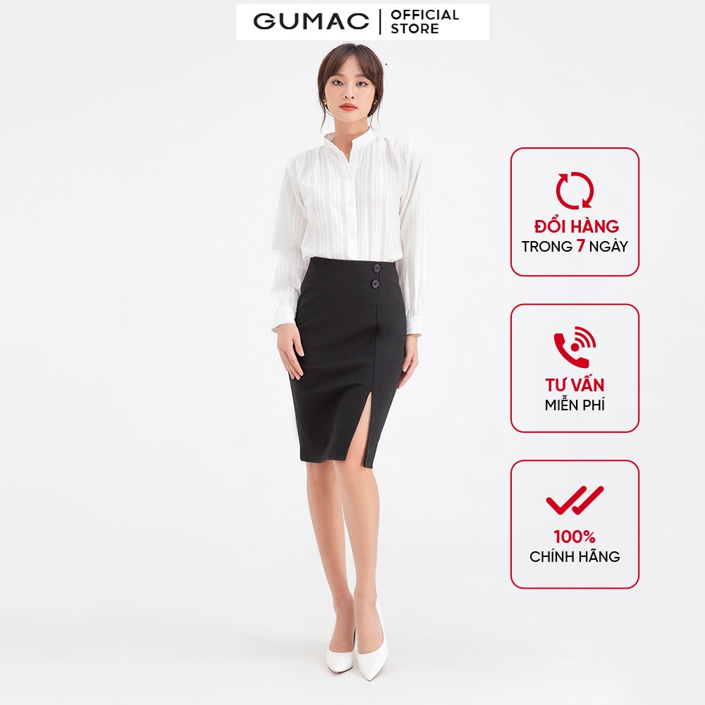 Chân váy bút chì xẻ tà GUMAC ôm body quyến rũ VB674