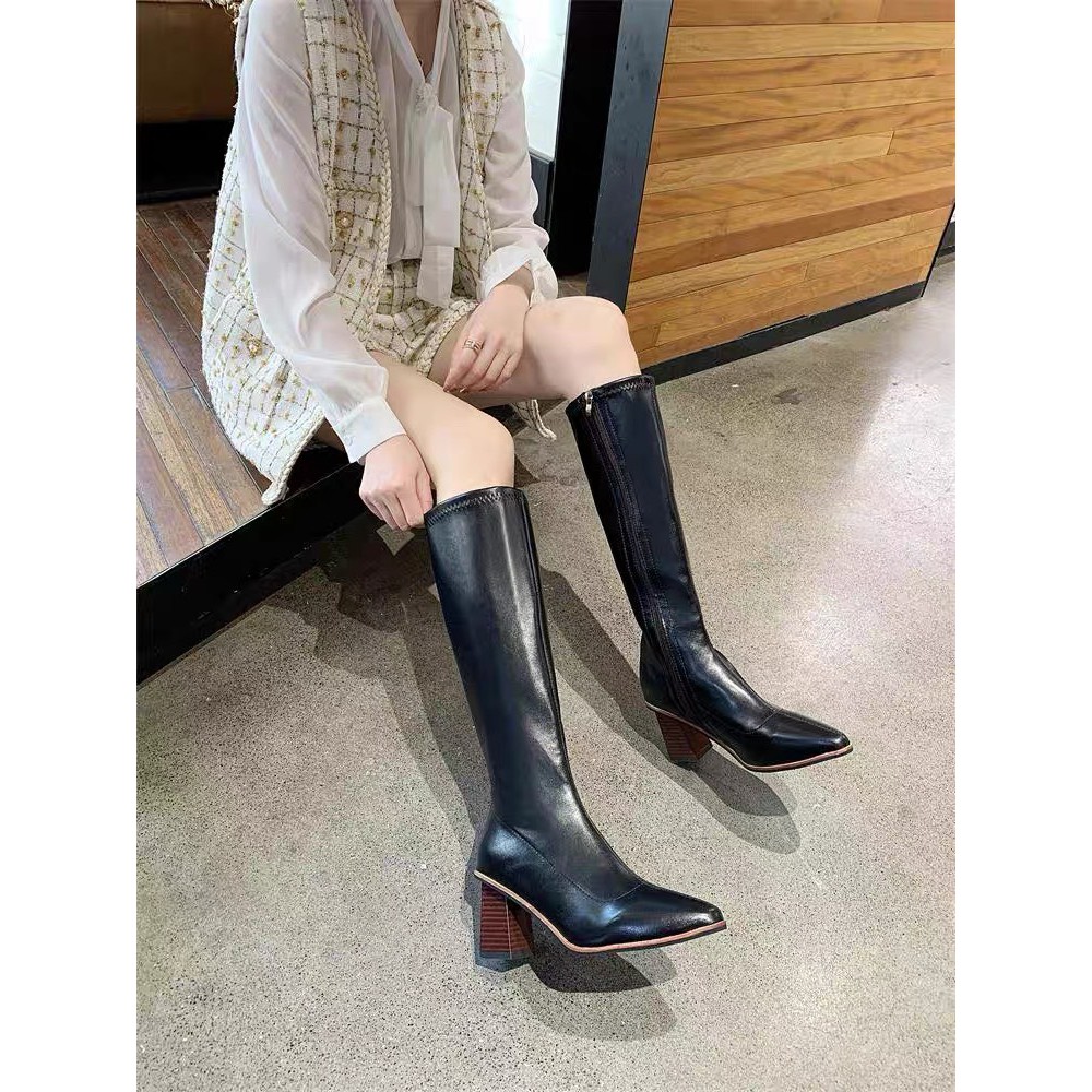 Bốt đùi nữ Q89 cổ cao chất da cao cấp đế vuông 7 cm khóa cạnh phong cách ulzzang hàn quốc trẻ trung hot mùa đông 2021 | BigBuy360 - bigbuy360.vn