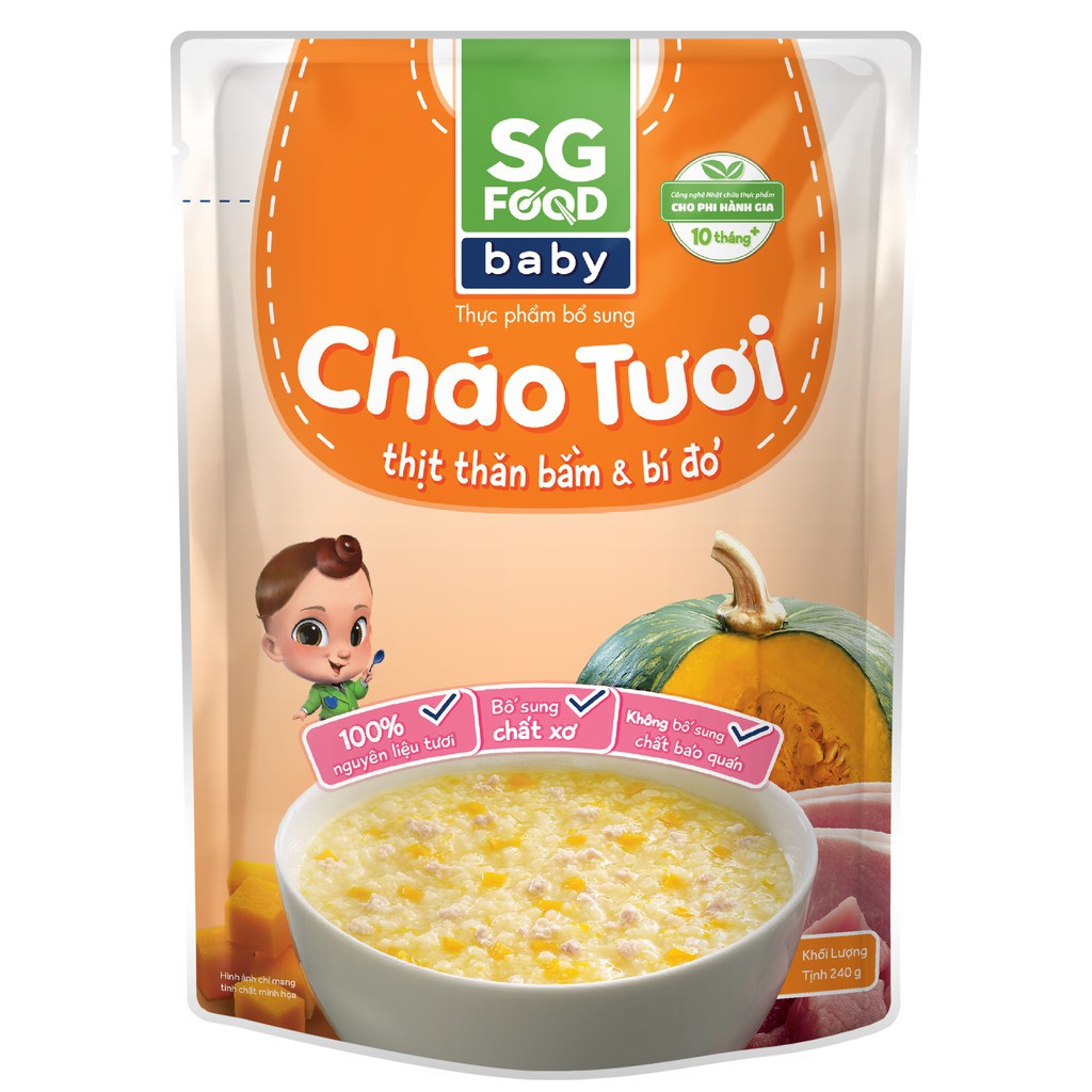 [Lẻ Giá Sỉ]Combo Cháo tươi baby Sài Gòn Food (cá hồi - bò - thịt) 240g x 3 gói (0.81 kg) GIÁ TỐT NHẤT CỰC NGON