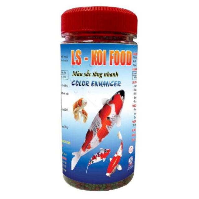 Thức ăn cá LS Koi Food. Thức ăn cho cá chép Koi lên màu đẹp hũ 250g