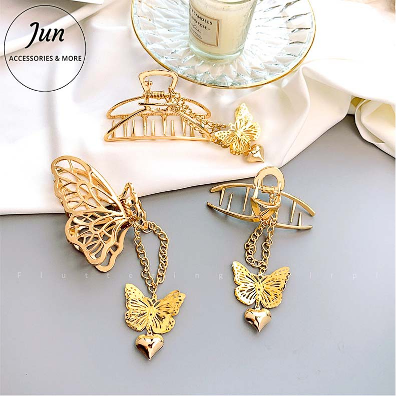 Kẹp Tóc Càng Cua - Kẹp Tóc Kim Loại Dây Xích Hình Bướm Style Hàn Quốc