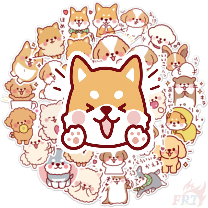 Bộ 50 miếng sticker hình cún lông xù chống thấm dán trang trí DIY xinh xắn