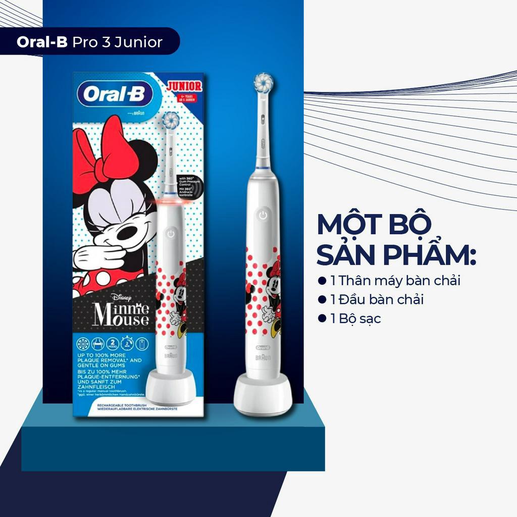 Bàn Chải Điện Trẻ Em Từ 6+ Tuổi Oral-B Pro 3 Junior/Junior Kids 6+, Bàn Chải Điện Cho Bé Trai (StarWars)&amp;Bé Gái (Minnie)