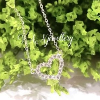 Dây chuyền bạc dây liền mặt tim đính đá bạc ta Van Jewelry V10577