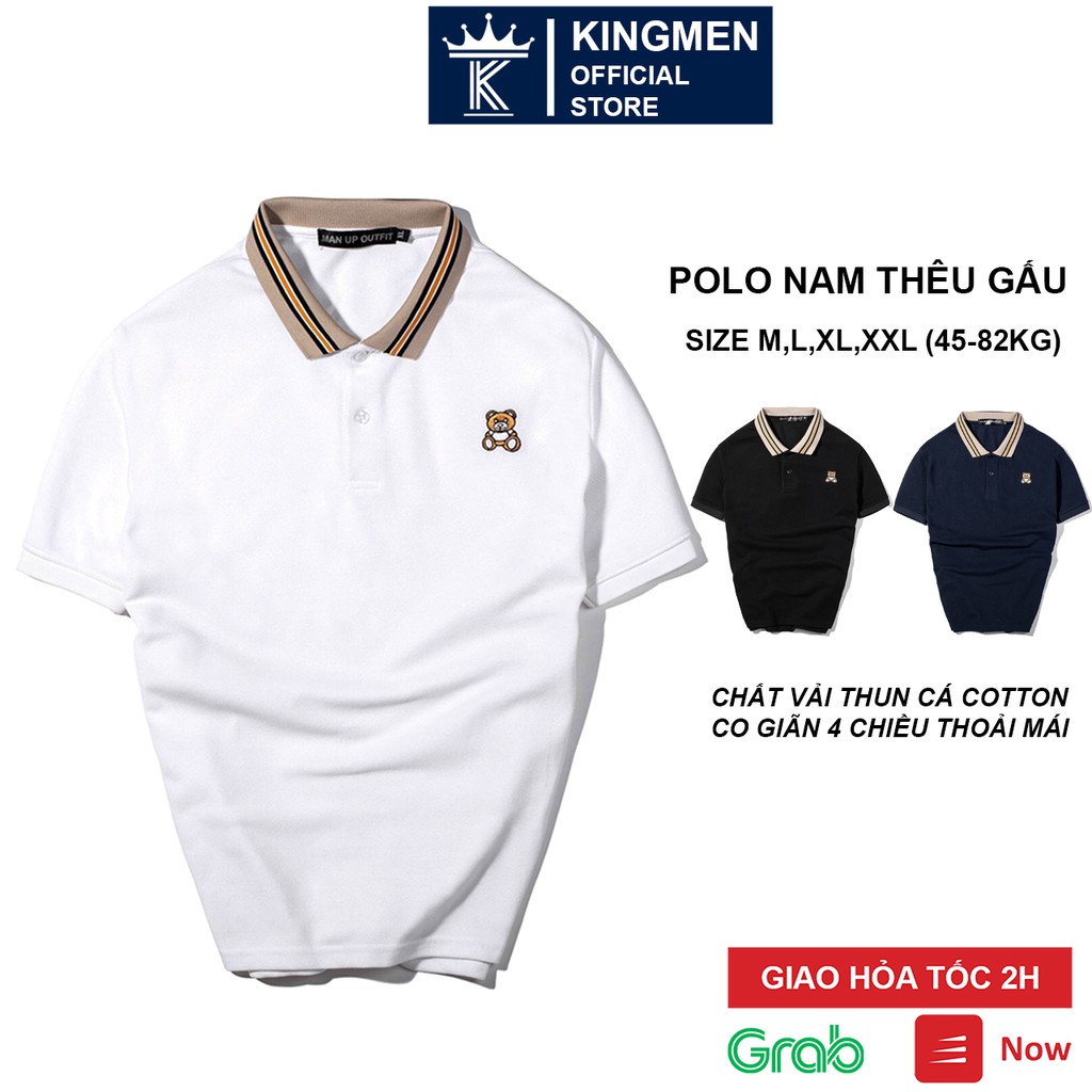 Polo nam có cổ ngắn tay cao cấp màu trắng đen siêu đẹp chất vải thun cotton co giãn 4 chiều form rộng E5