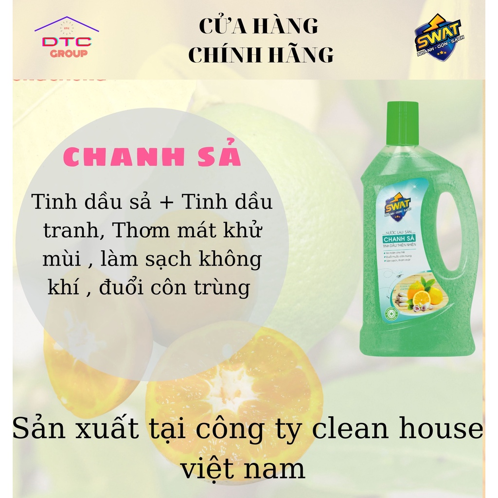 NƯỚC LAU SÀN HƯƠNG CHANH SẢ 1000ml - Sạch bóng, ngát hương, đuổi côn trùng