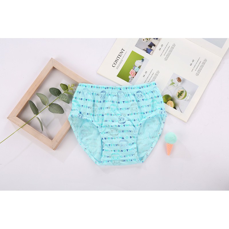 Hộp 5 quần lót bé trai Hàn Quốc 100% cotton mẫu Xe buýt Cute Tayo