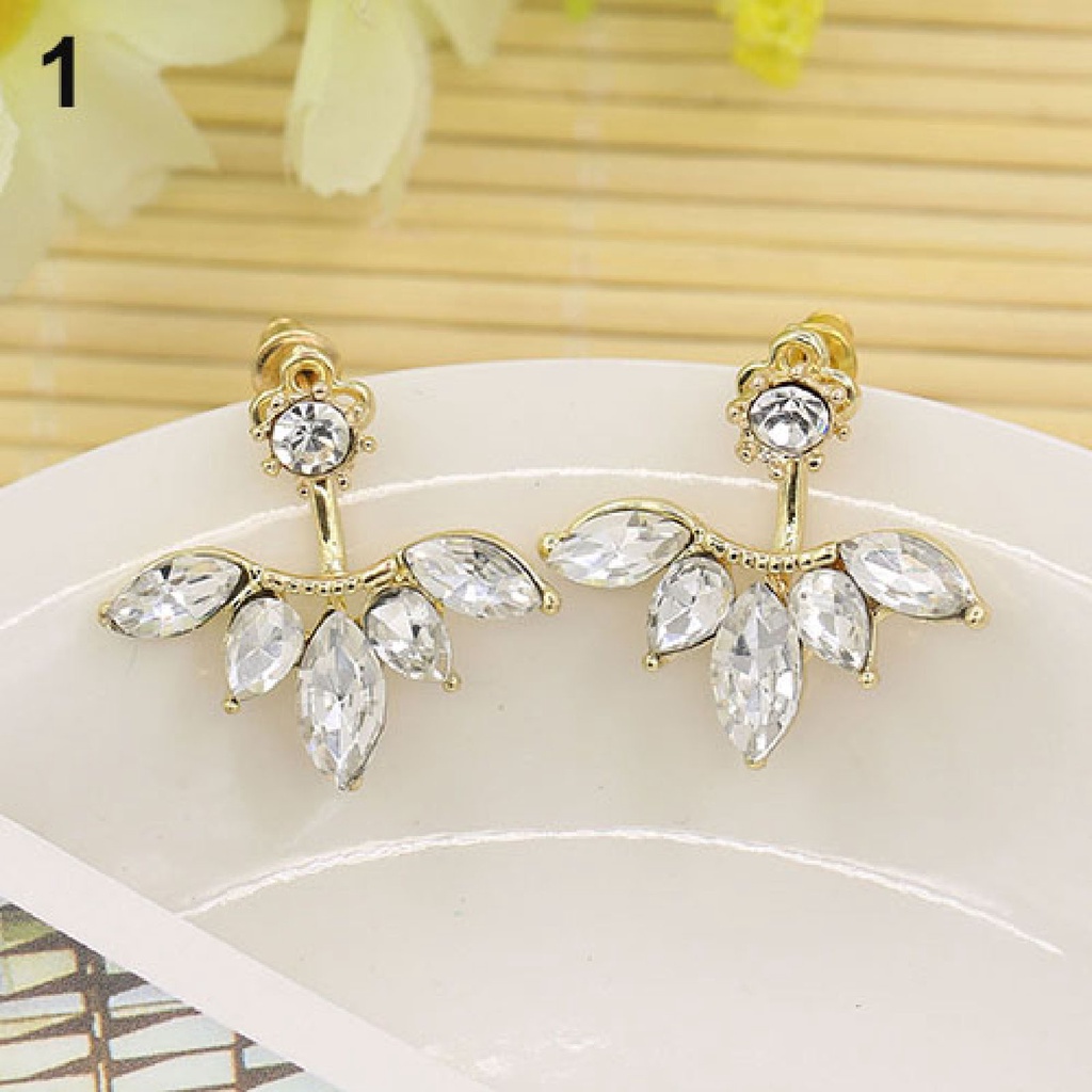 Khuyên tai hình chiếc lá đính đá phong cách thanh lịch dành cho nữ