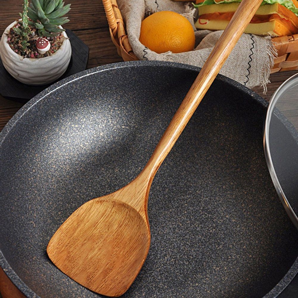 Bộ dụng cụ phới dài xẻng lật và muỗng bằng gỗ tre chống trượt dùng cho nhà bếp