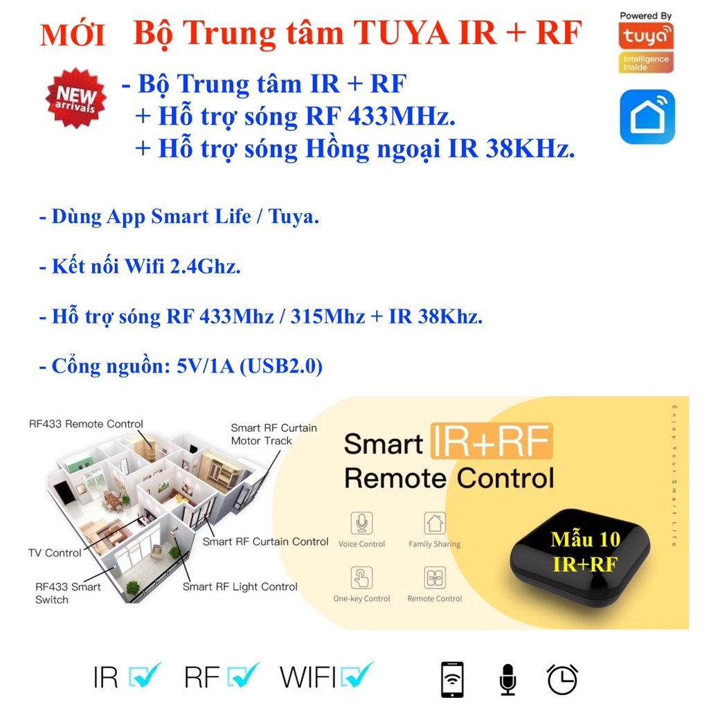 Bộ trung tâm Tuya / Hub / Gateway / Bộ tiếp sóng Tuya Zigbee , Bluetooth , Wifi , LAN , Repeater , HomeKit -