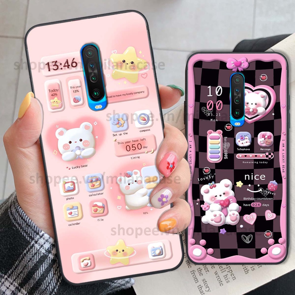 Ốp Xiaomi Redmi K30 / Redmi K30 5G hình đồng hồ icon gấu mèo cute cực dễ thương ngộ nghĩnh