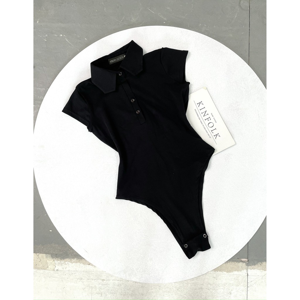Áo bodysuit KATE cổ đức cài khuy cộc tay CECCI