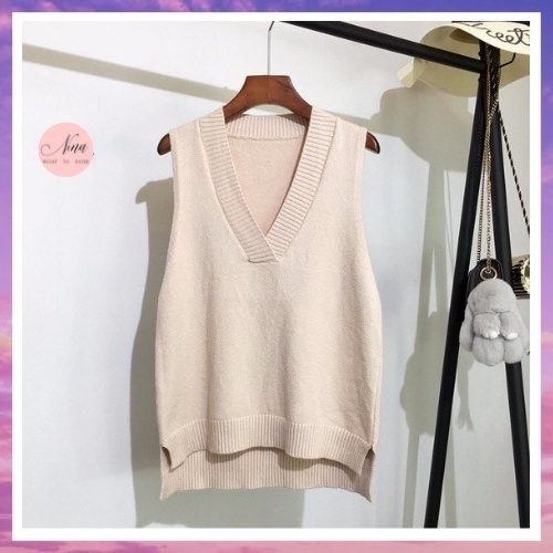 Áo Gile Len Nữ Trơn NinaStore Cổ V Hàn Quốc Form Rộng Nhiều Màu - SP000696 | BigBuy360 - bigbuy360.vn