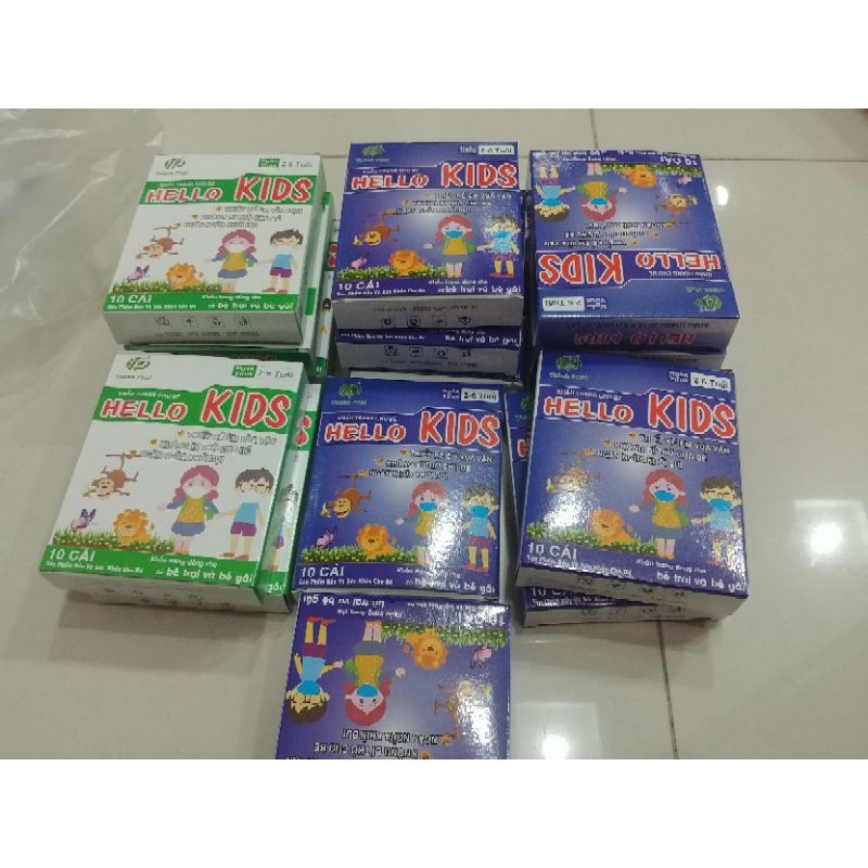 Hộp 10 cái khẩu trang 3d Hello kids trẻ em 2-6 tuổi | BigBuy360 - bigbuy360.vn