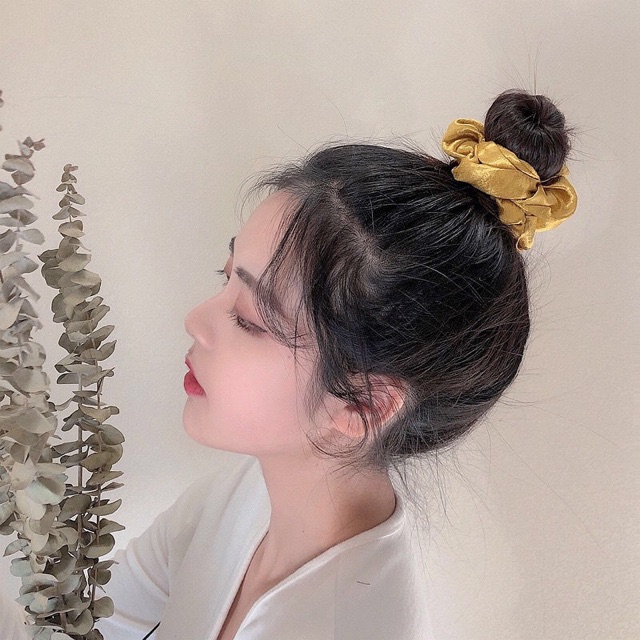 Cột tóc scrunchies dễ thương màu trơn