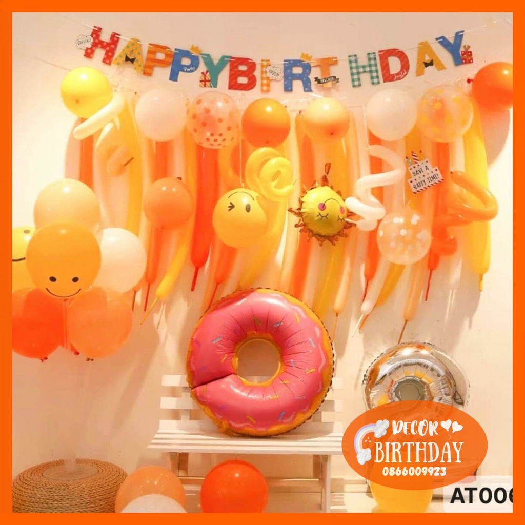 Set Sinh Nhật Hàn Quốc Mẫu Mới, Mẫu Bóng Giun Đẹp Lạ Mắt Dễ Trang Trí, Tặng Kèm Đồ Bơm Băng Dính Bóng HOT HOT HOT